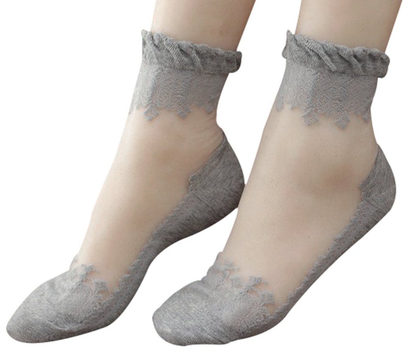 Lovful 3 Pairs Women's Ultrathin Transparent Lace Elastic Short Socks,Multicoloured - Image 4